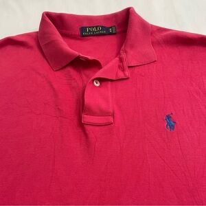 Ralph Lauren Polo Shirt Short Sleeve Raspberry Pink 100% Cotton Men’s Medium